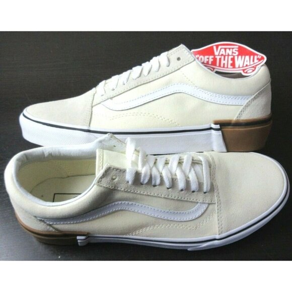 Vans Shoes - Vans Women's Old Skool Gum Block Classic White Canvas Suede shoes Sizes NIB